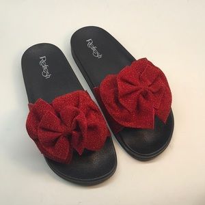 Refresh Footwear Women's Glitter Bow Slip Size 8